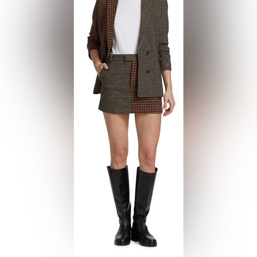 Rails Mixed Mini Check Prim Wool blend Skirt NWT Size 10